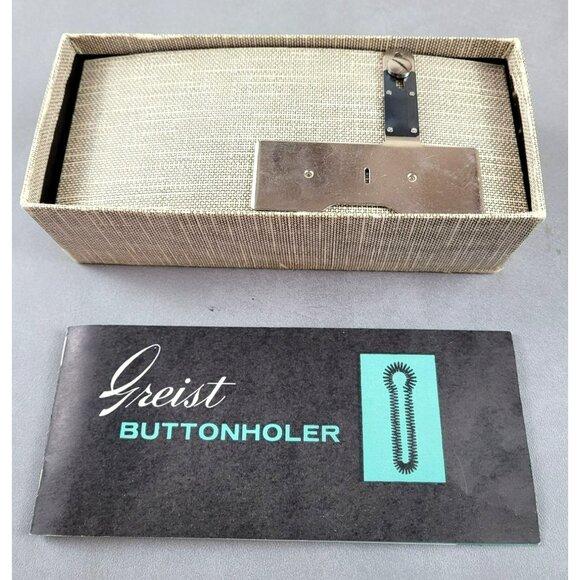 Vintage Greist Rotary Buttonholer Attachment in Box Manual 5 Attachments JH1502 - Picture 2 of 8